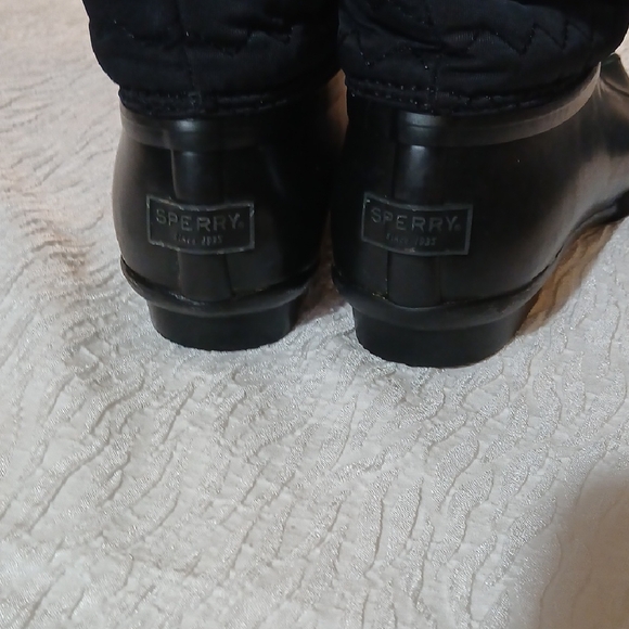 Sperry Black Winter Rain Boots Size 7 - Picture 3 of 4